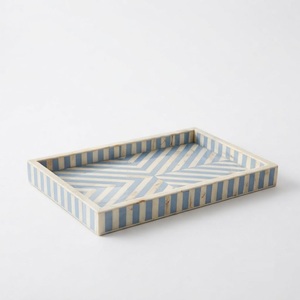 <b>Black</b> And White Geometric Bone Inlay <b>Tray</b> Handmade Rectangular <b>Decorative</b> Serving <b>Tray</b> for Coffee Table Ottoman Wholesale Home - Product Image 2