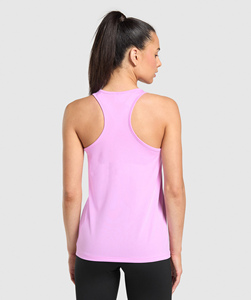 <b>Women's</b> Pink Scoop Neck Knitted Breathable Sporty Tank <b>Top</b> Solid Color Regular Length Sportswear Tank <b>Top</b> - Product Image 3