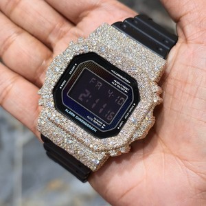 Reloj Digital de Cuarzo para Mujer con Caja de Diamantes de Imitación, Correa de Goma de 20 mm, Cronógrafo Cuadrado de Lujo, Alarma, Retroiluminación, Esfera Dorada Rosa de 41 mm - Product Image 6