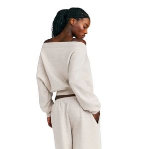 Sweat-shirt en polaire pour femme, pull doux et chaud à manches longues, col rond, haut décontracté, coupe décontractée, vêtements tendance pour l'automne et l'hiver - Product Image 2