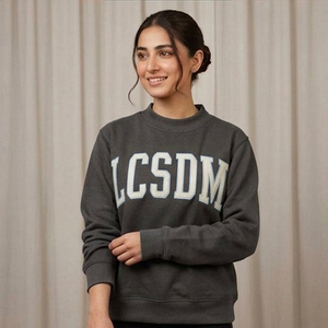 Sweat-shirt à col rond noir pour femme Lcsdm, manches longues, imprimé lettres, en coton tricoté, pour l'automne - Product Image 3