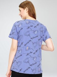 T-shirt de maternité en coton pour femme, imprimé tasses et soucoupes, coupe classique, pour l'allaitement - Product Image 3
