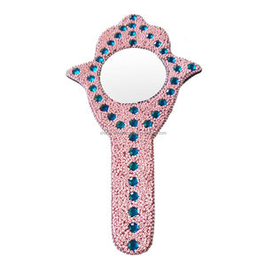 Miroir de poche portable avec perles scintillantes, abordable, pour soins de beauté, miroir cosmétique fantaisie à tenir à la main - Product Image 5