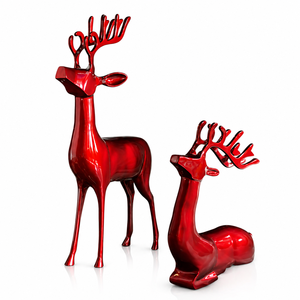 Juego de Figuras de Renos Rojos de Lujo, Escultura de Ciervo Navideña, Decoración Moderna para el Hogar, Adorno Navideño para Mesa - Product Image 1