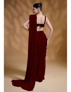 KV Ready To Wear Premium Designer <b>Red</b> <b>Saree</b> With Unique in Luxe Fabric - Product Image 4