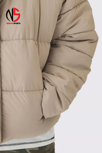 Men's Boxy Crinkle Nylon Puffer Jacket High-Demand Plus Size Winter Quilted Bubble with <b>Sand</b> Windproof New Style <b>Decorated</b> Fur - Product Image 2