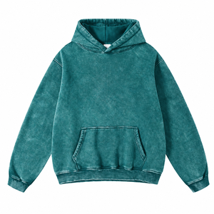 Sudadera con Capucha Extra Grande para Hombre, Color Verde Azulado, Estilo Casual, con Bolsillo, para Otoño - Product Image 1