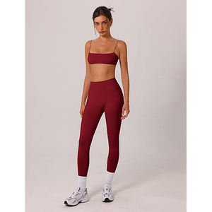Conjunto de Yoga Antirozaduras para Mujer, Sujetador Deportivo sin Costuras con Bordes Cortados a Láser, Leggings de Cintura Alta con Bolsillo para Teléfono Celular, Nailon y Spandex - Product Image 2