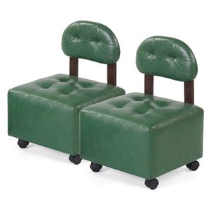 Ensemble de 2 tabourets roulants empilables avec roulettes à frein, repose-pieds compact pour entrée - Product Image 3