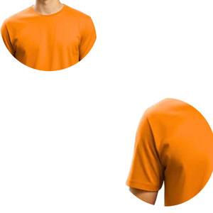 Camiseta de Manga Corta para Hombre, Cuello Redondo, Color Naranja, Corte Regular, Informal, 100% Algodón, Transpirable, Ecológica, Diseño Liso - Product Image 3