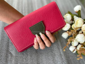 Real Handmade Recycled Leather Women Clutch Stylish Stubby Color Multiuse Purse <b>ATM</b> Card Holder Wallets - Product Image 2