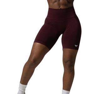 Shorts de compression sans couture bordeaux pour femme, taille mi-haute, extensibles, anti-transparence, pour la gym, l'entraînement, la course, le fitness, le yoga et les activités sportives - Product Image 1