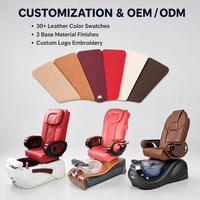 Fauteuil de massage pour pédicure avec bain de pieds à jets bulles, rouleaux de pétrissage 3D, inclinaison électrique 105-135 degrés pour salon de manucure