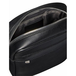 Sac bandoulière minimaliste en cuir noir pour homme, fermeture éclair, sangle réglable, usage quotidien, pochette d'épaule, sac banane - Product Image 6