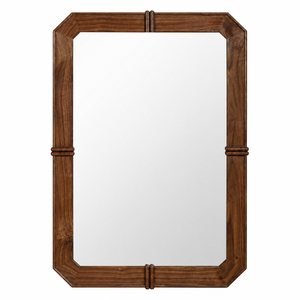 Espejo con Marco de Madera de Gran Calidad, Espejo Decorativo con Acentos de Parqué Antiguo, Marco Redondo de Madera Sólida, Espejo Decorativo para Hoteles y Hogares - Product Image 6