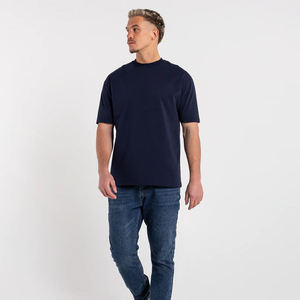 Camisetas Lisas Azul Marino Personalizadas al por Mayor de Alta Calidad para Hombre, Camisetas Unisex de Corte Holgado, Camisetas con Logotipo Personalizado - Product Image 3