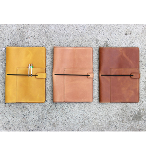 Cuaderno de piel de cabra personalizado A5, recargable, con soporte para bolígrafo, hecho a mano, estilo empresarial, papel rayado, logotipo personalizado en relieve - Product Image 4