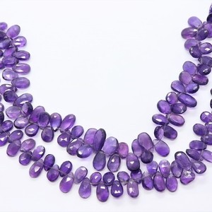 Perles d'améthyste africaine naturelle facettées en forme de poire, 7x10 mm, perles de pierres précieuses d'améthyste, perles d'améthyste violettes pour la création de bijoux - Product Image 2