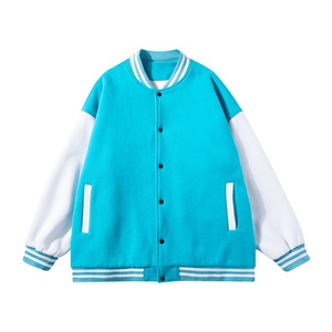 2025 vente en gros personnalisé hommes col montant toile varsity veste de haute qualité en cuir uni manches avec Letterman Design - Product Image 3