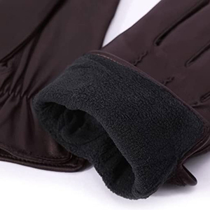 High Quality Men's Genuine Leather Winter <b>Gloves</b> Warm <b>Wool</b> Lining Black Sheepskin Driving <b>Gloves</b> with Adjustable Wrist Strap - Product Image 3