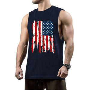 Camisetas sin mangas de gimnasio para hombre, estilo informal cómodo, ropa deportiva personalizada, camisetas sin mangas con estampado de bandera de EE. UU. al por mayor - Product Image 5