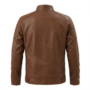 Chaqueta de Cuero Genuino para Hombre, Diseño Color Block Unisex, Alta Calidad, Cuello Alto, Impermeable, Resistente al Viento, Venta al Por Mayor - Product Image 2
