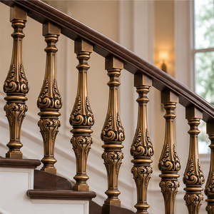 Rampe en bronze sculpté avec meneaux floraux sculptés pour hôtels de luxe, villas et escaliers courbes - Product Image 4