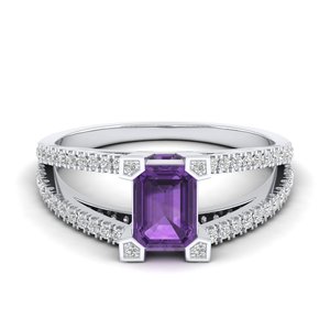 Anillo de compromiso de plata de ley 925 con amatista y moissanita de claridad VVS, precio mayorista REYES, para mujer - Product Image 1