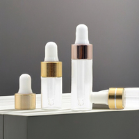 Flacons compte-gouttes en verre miniatures de 1 ml, 2 ml, 3 ml, 5 ml avec bulbe en caoutchouc et bouchon en aluminium, flacon d'échantillon pour sérum, soins de la peau et huiles essentielles