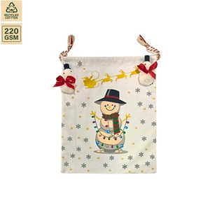 300 GSM Non Laminated Cotton <b>Canvas</b> <b>Drawstring</b> Gift <b>Bag</b> Gift Packaging 38x46 cm Flat Custom Logo Wholesale OEM Model SS189 - Product Image 4