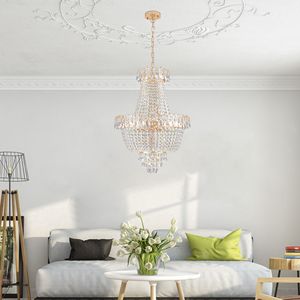 Grandi Lampadari Contemporanei di Lusso in Cristallo Dorato W1340P143189 per Soggiorno, Sala da Pranzo, Camera da Letto - Lampade a Sospensione - Product Image 3