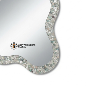 กระจกติดผนังงานแต่งงานทรงสี่เหลี่ยมสไตล์อาร์ตเดโคสุดหรู ทำจากไม้เอ็มดีเอฟ งานแฮนด์เมด พร้อมดีไซน์ตกแต่งรักษ์โลก หนา 5 มม. พร้อมกรอบ - Product Image 4