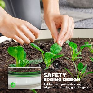 Set di 2 Fioriere in Metallo Facili da Montare, Colore Crema, con Bordo di Sicurezza, Letto di Coltivazione Rialzato - Product Image 6