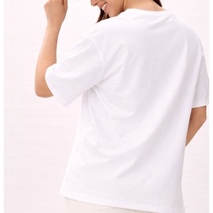 Women's Casual Knitted Terry 100% Cotton Slash Neck Short Sleeve <b>T</b>-<b>Shirts</b> Customizable Embroidery Silk Screen Printing - Product Image 4