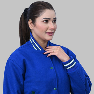 Broderie personnalisée en coton polaire à manches longues Varsity Jacket col montant Streetwear avec revêtement coloré pour l'hiver - Product Image 3