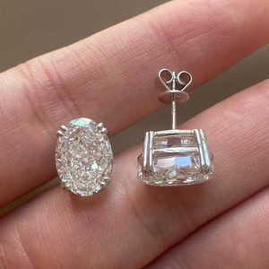 Moissanite Oval Solitaire <b>Stud</b> <b>Earrings</b> Luxury Fine Jewelry Elegant Everyday Sparkling Gift For Her - Product Image 4