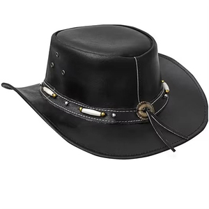 Wholesale Leather Cowboy <b>Hats</b> Custom Made New Design Customized Unisex <b>Western</b> <b>Hats</b> Breathable Premium - Product Image 3