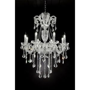 Lampadario a 8 LED in Cristallo Argento da 37 Pollici Ispirato a Eilish, Elegante Lampada a Sospensione - Product Image 2