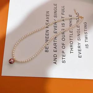 Collar con Colgante de Perla de Agua Dulce Morada de 10-11 mm, Estilo Edison, Casi Redonda, Cadena para el Cuello, Regalo Moderno - Product Image 4