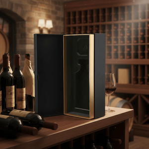 Kraft Wine Bottle Box | Durable Eco <b>Paper</b> <b>Packaging</b> Recycled Materials Sponge Lining Magnetic Closure Elegant Premium Gift Box - Product Image 3