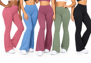 Nouveau Legging de Sport Premium Respirant en Spandex pour Femme, Taille Haute, Couleur Unie, Coupe Évasée, Longueur Intégrale - Product Image 6
