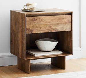 Modern Wood Nightstand With Single Drawer Storage and Open Storage Bedroom Furniture Minimalist Design - Product Image 2