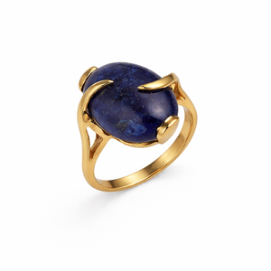 Bague ovale en onyx noir naturel, style bohème, sertie de griffes en laiton, faite à la main, pour femme, vente en gros - Product Image 6