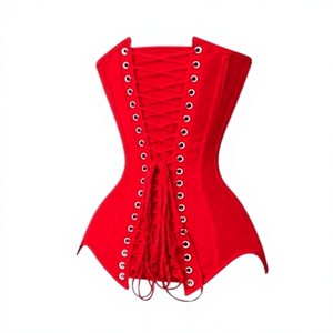 Corset gainant en coton rouge pour femme, maintien ferme, fermeture avant à agrafes, respirant, contrôle du ventre, taille adulte - Product Image 3