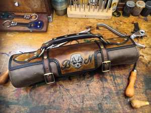 Real <b>Leather</b> <b>Tool</b> <b>Pouch</b> Genuine <b>Leather</b> Roll up <b>Pouch</b> Foldable Case Multi-purpose Classic Knife Roll <b>Tool</b> Bag LKR-0260 - Product Image 5