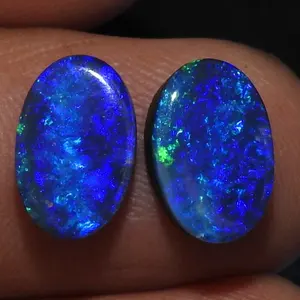 Australian Opal Doublet Multi Fire Smooth Fancy Oval Shape Cabochon Loose Gemstone For Making Jewelry