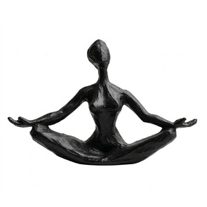 Aluminium Raw Casted Black Finish Artistic Design Abstract Yoga Sculpture Minimalist <b>Art</b> Statue for Home Tabletop Decoration - Product Image 1