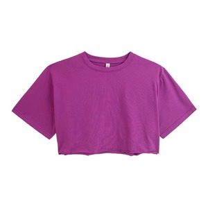 T-shirts Courts Oversize en Coton 100% Vierge pour Femmes, Personnalisables avec Logo, Respirants, Style Streetwear d'Été, Vente en Gros, Hauts Décontractés Féminins B2B - Product Image 1