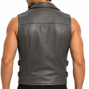 Chaleco de Cuero para Hombre, Estilo Motociclista, Personalizado, Informal, para Invierno, Diseño Cálido para Combinar con Otras Prendas, Múltiples Bolsillos con Cremallera - Product Image 2