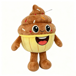 Peluche de cupcake personalizado con envoltura amarilla y glaseado de chocolate, cupcake de dibujos animados con brazos y piernas, peluche de cupcake con glaseado de chocolate - Product Image 2
